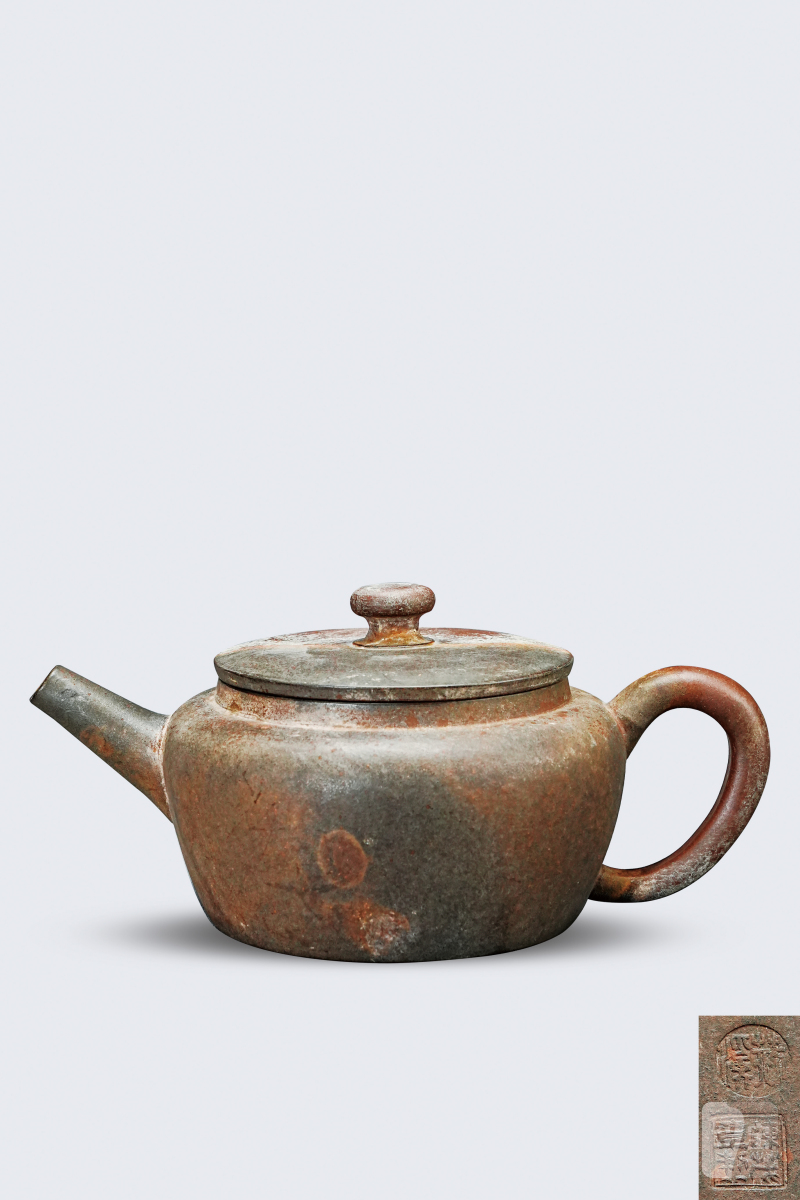 清早期 陈茂章制圆珠紫砂壶